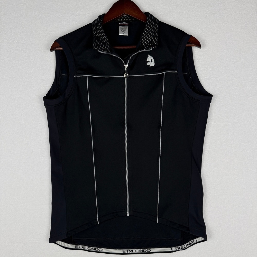 Etxeondo‎ Full Zip Cycling Vest Womens L Black Zipper Cargo Pocket Road Biking